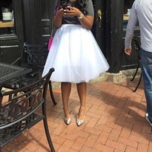 White tulle skirt.